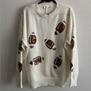 Avara  Cream Knit Football Sweater